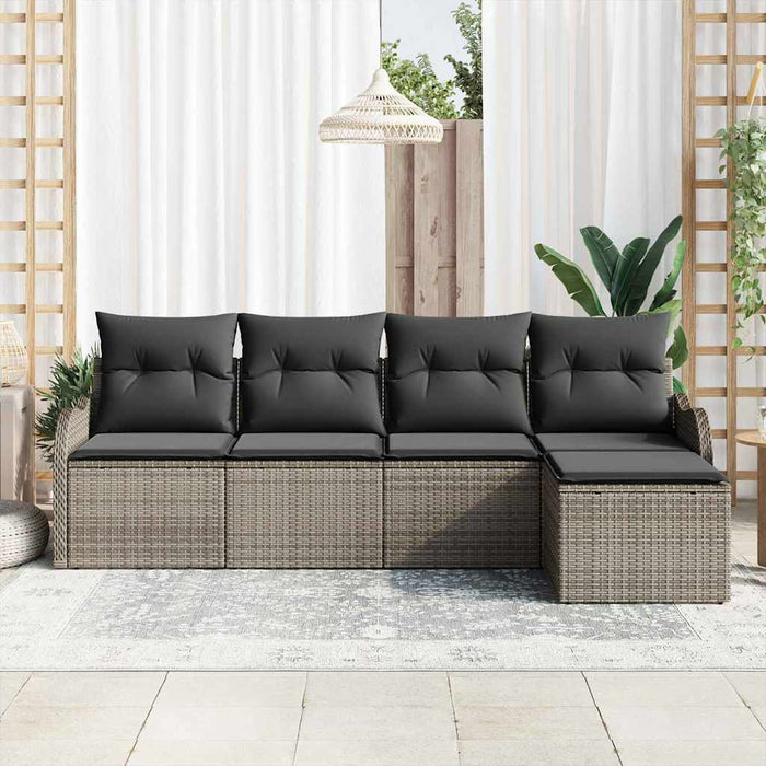 Set de canapele pentru grădină cu pernă 5 pcs Gri Rattan poli - WALTI WALTI