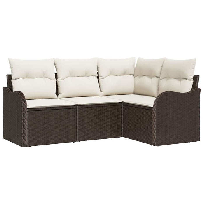 Set de canapele pentru grădină cu pernă 4 pcs Maro Rattan poli - WALTI WALTI