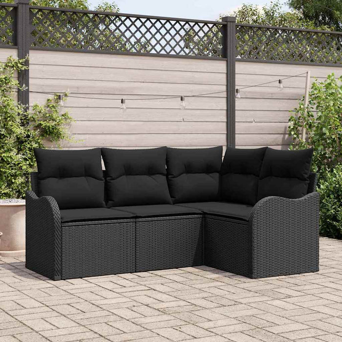Set de canapele pentru grădină cu pernă 4 pcs Negru Rattan poli - WALTI WALTI