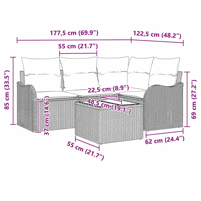 Set de canapele pentru grădină 5 buc. Negru poliratan - WALTI WALTI