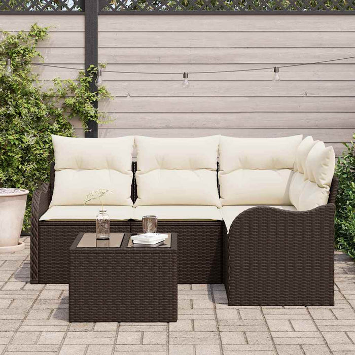 Set de canapele pentru grădină cu pernă 5 pcs Maro Rattan poli - WALTI WALTI