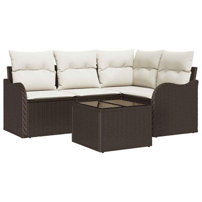 Set de canapele pentru grădină cu pernă 5 pcs Maro Rattan poli - WALTI WALTI