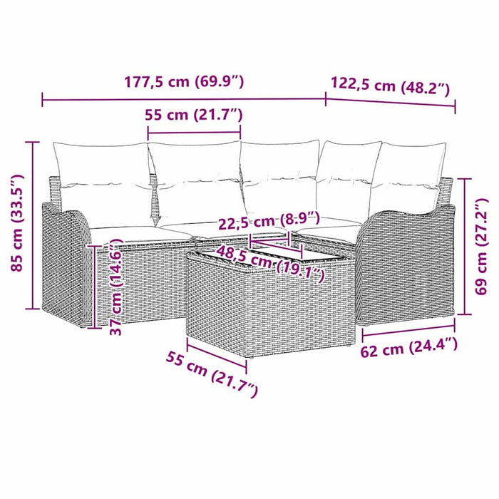 Set de canapele pentru grădină cu pernă 5 pcs Maro Rattan poli - WALTI WALTI