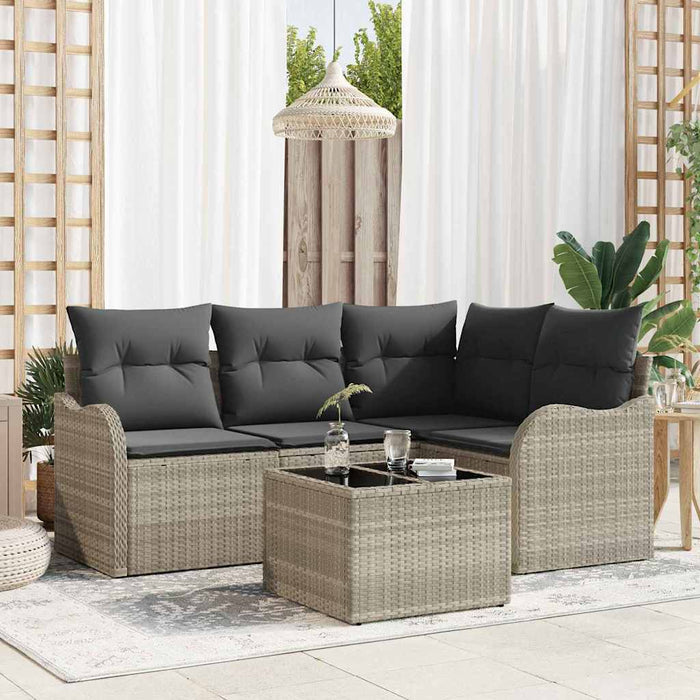 Set de canapele pentru grădină 5 pcs Gri deschis Rattan poli - WALTI WALTI