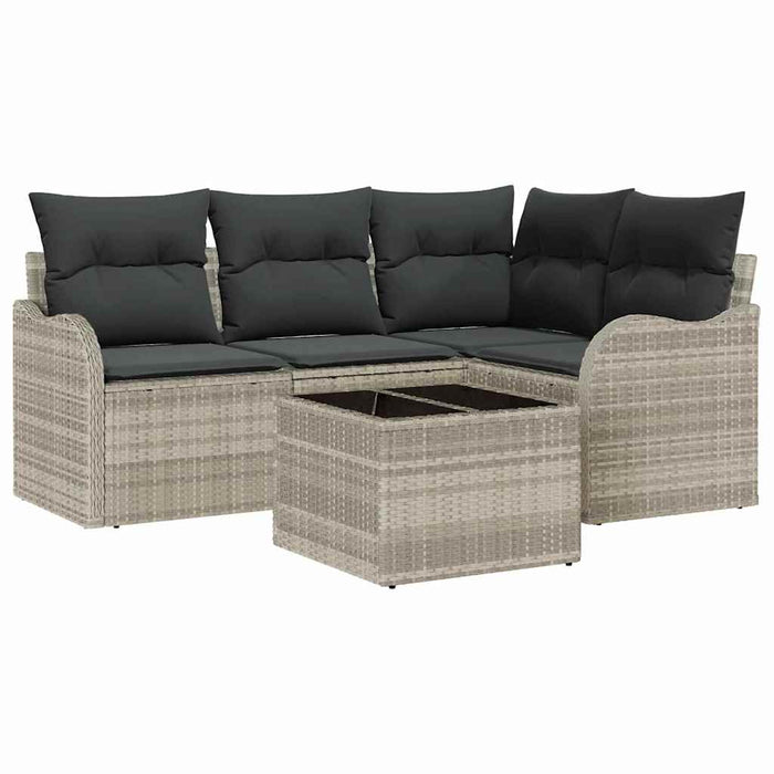 Set de canapele pentru grădină 5 pcs Gri deschis Rattan poli - WALTI WALTI
