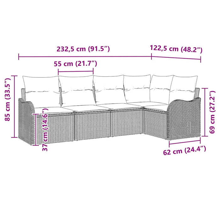 Set de canapele pentru grădină 5 buc. Negru poliratan - WALTI WALTI