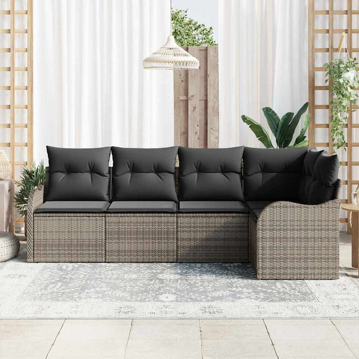 Set de canapele pentru grădină cu pernă 5 pcs Gri Rattan poli - WALTI WALTI