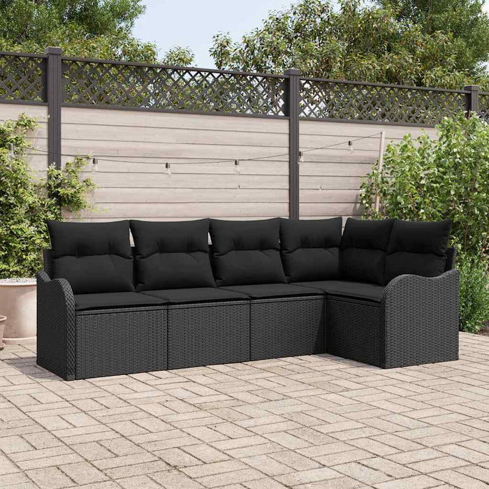 Set de canapele pentru grădină cu pernă 5 pcs Negru Rattan poli - WALTI WALTI