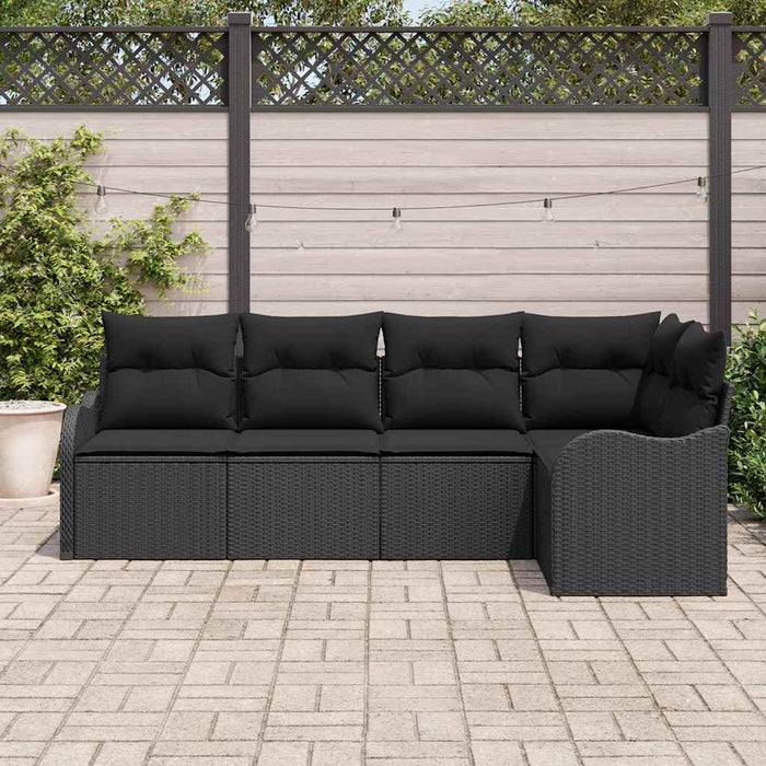 Set de canapele pentru grădină cu pernă 5 pcs Negru Rattan poli - WALTI WALTI