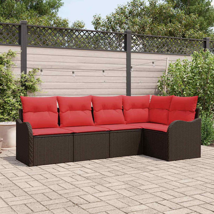 Set de canapele pentru grădină 5 pcs Maro poliratan WALTI