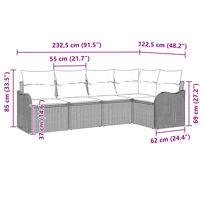 Set de canapele pentru grădină 5 pcs Maro poliratan WALTI