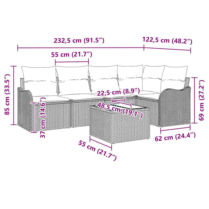 Set de canapele pentru grădină 5 buc. Negru poliratan - WALTI WALTI
