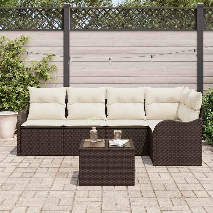 Set de canapele pentru grădină cu pernă 6 pcs Maro Rattan poli - WALTI WALTI
