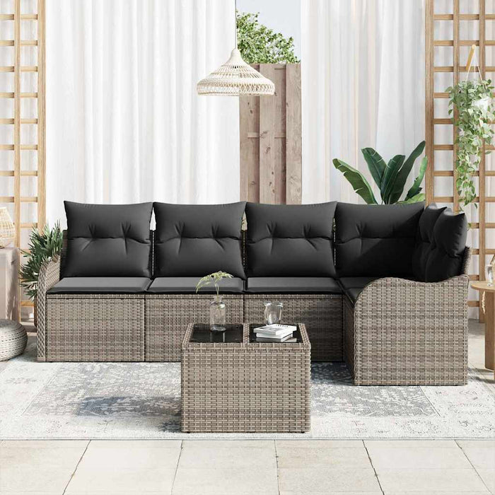 Set de canapele pentru grădină cu pernă 6 pcs Gri Rattan poli - WALTI WALTI