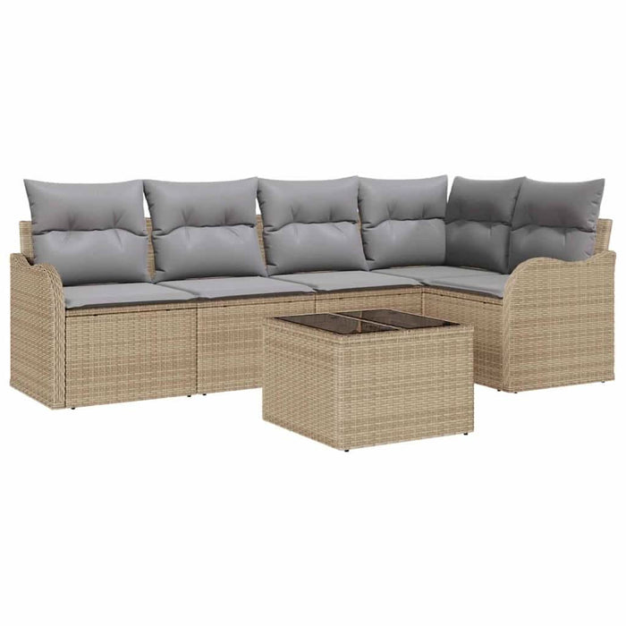 Set de canapele pentru grădină cu pernă 6 pcs Bej Rattan poli - WALTI WALTI