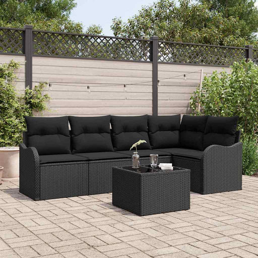 Set de canapele pentru grădină cu pernă 6 pcs Negru Rattan poli - WALTI WALTI