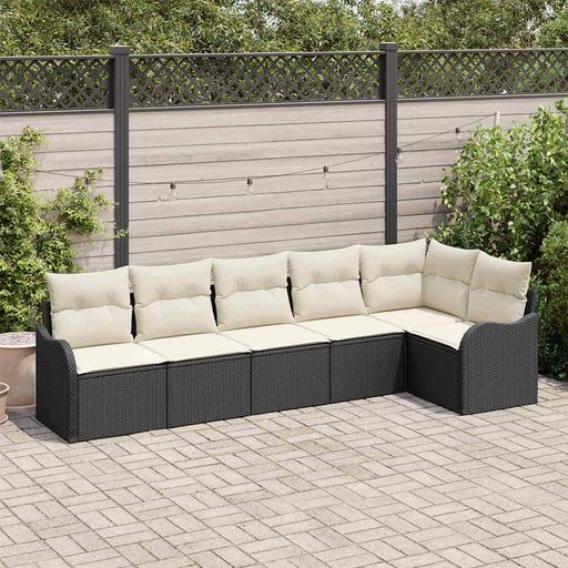Set de canapele pentru grădină cu pernă 6 pcs Negru Rattan poli - WALTI WALTI