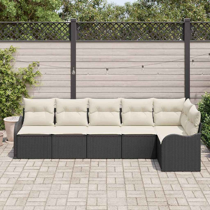 Set de canapele pentru grădină cu pernă 6 pcs Negru Rattan poli - WALTI WALTI