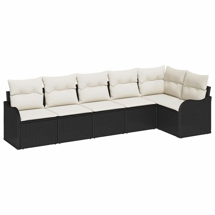 Set de canapele pentru grădină cu pernă 6 pcs Negru Rattan poli - WALTI WALTI