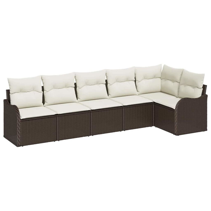 Set de canapele pentru grădină cu pernă 6 pcs Maro Rattan poli - WALTI WALTI