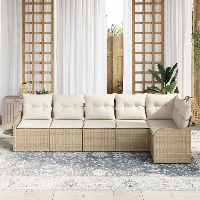 Set de canapele pentru grădină cu pernă 6 pcs Bej Rattan poli - WALTI WALTI