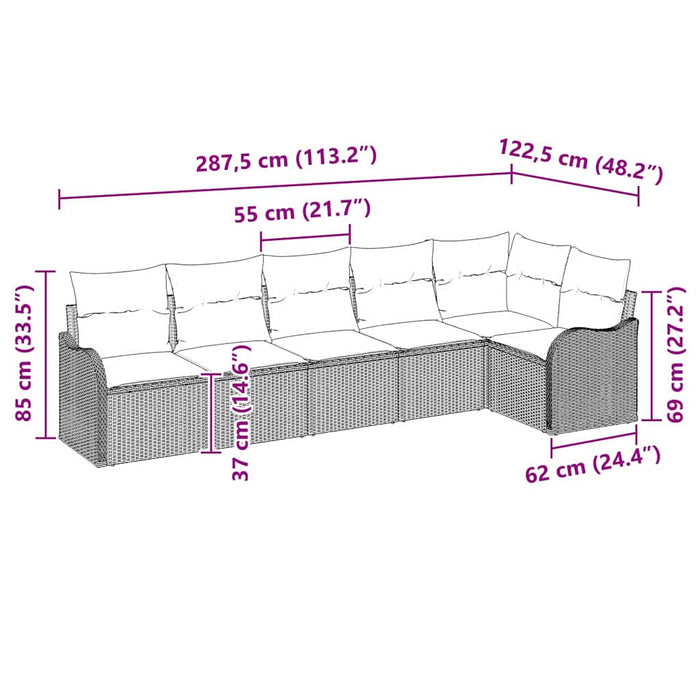 Set de canapele pentru grădină cu pernă 6 pcs Bej Rattan poli - WALTI WALTI