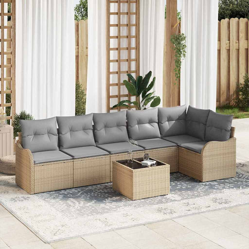 Set de canapele pentru grădină cu pernă 7 pcs Bej Rattan poli - WALTI WALTI