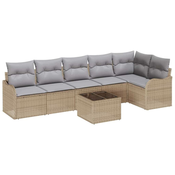 Set de canapele pentru grădină cu pernă 7 pcs Bej Rattan poli - WALTI WALTI