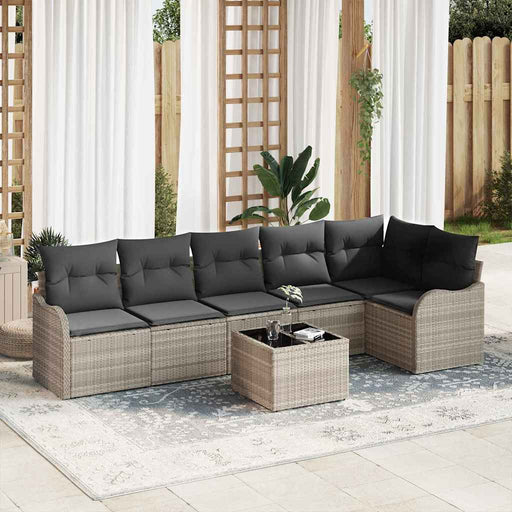Set de canapele pentru grădină 7 pcs Gri deschis Rattan poli - WALTI WALTI
