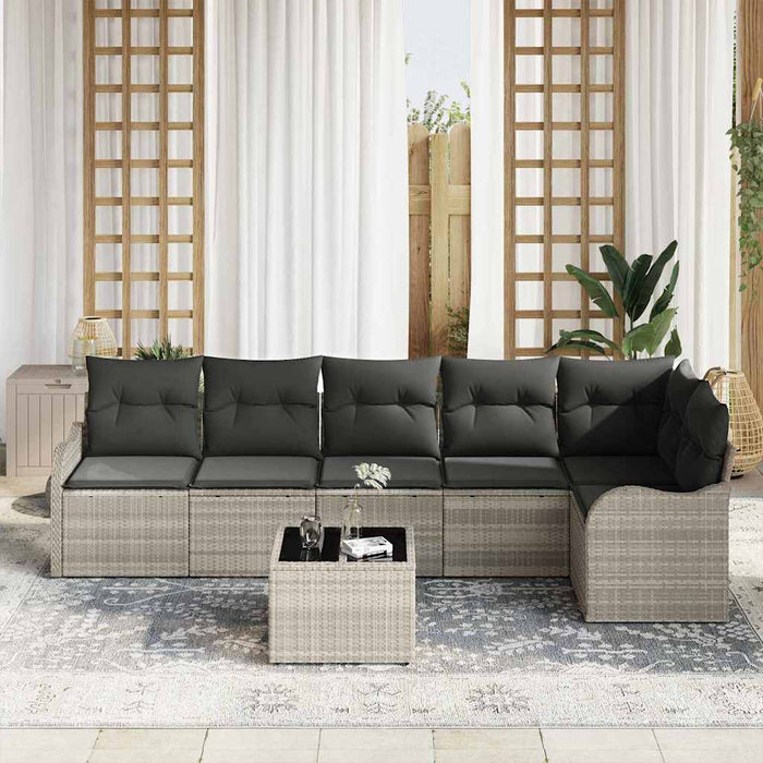 Set de canapele pentru grădină 7 pcs Gri deschis Rattan poli - WALTI WALTI
