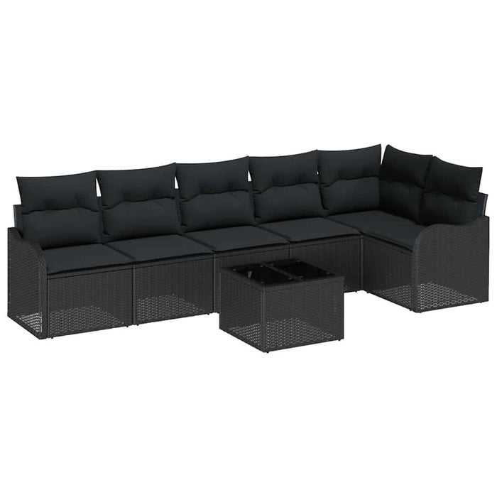 Set de canapele pentru grădină cu pernă 7 pcs Negru Rattan poli - WALTI WALTI