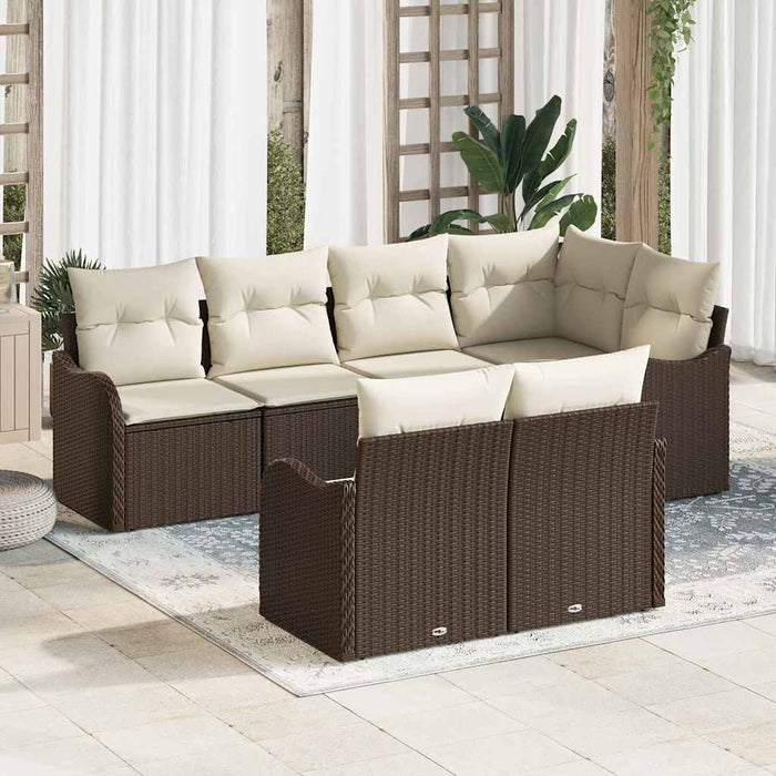 Set de canapele pentru grădină cu pernă 7 pcs Maro Rattan poli - WALTI WALTI