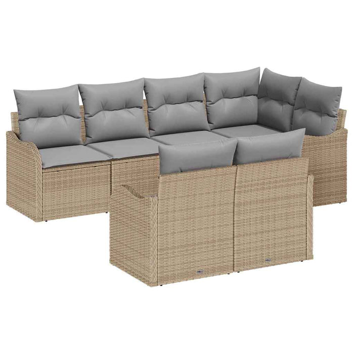 Set de canapele pentru grădină cu pernă 7 pcs Bej Rattan poli - WALTI WALTI