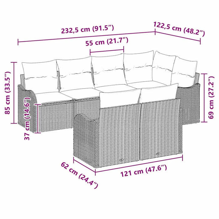Set de canapele pentru grădină cu pernă 7 pcs Bej Rattan poli - WALTI WALTI
