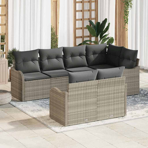 Set de canapele pentru grădină 7 pcs Gri deschis Rattan poli - WALTI WALTI