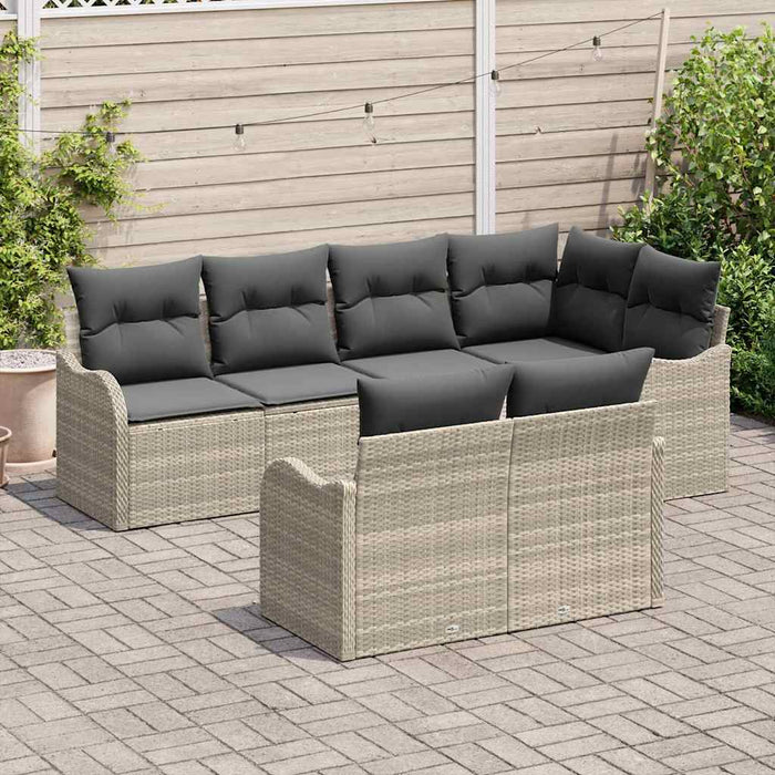 Set de canapele pentru grădină 7 pcs Gri deschis Rattan poli - WALTI WALTI
