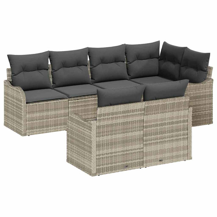 Set de canapele pentru grădină 7 pcs Gri deschis Rattan poli - WALTI WALTI