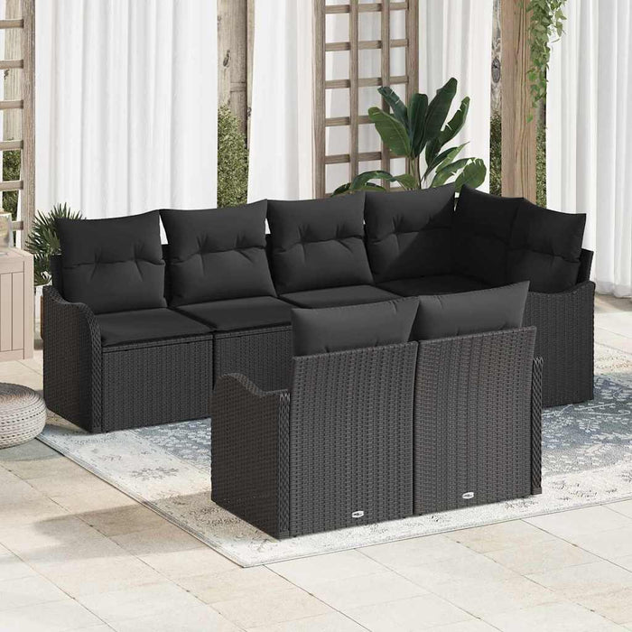 Set de canapele pentru grădină cu pernă 7 pcs Negru Rattan poli - WALTI WALTI