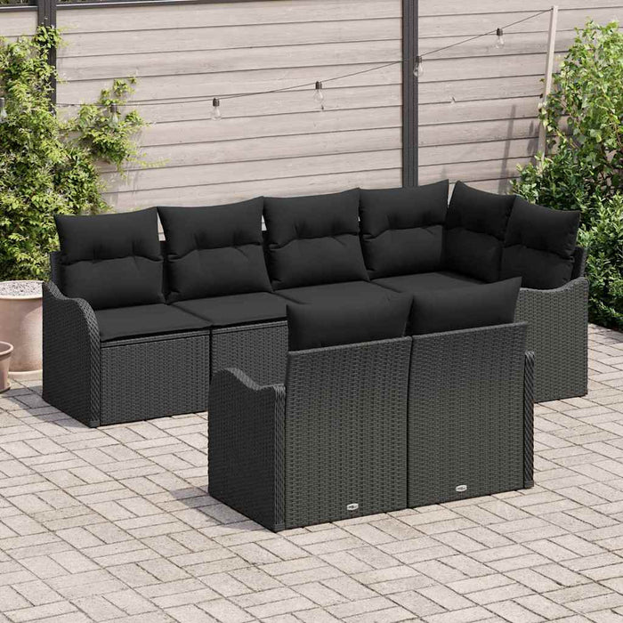 Set de canapele pentru grădină cu pernă 7 pcs Negru Rattan poli - WALTI WALTI