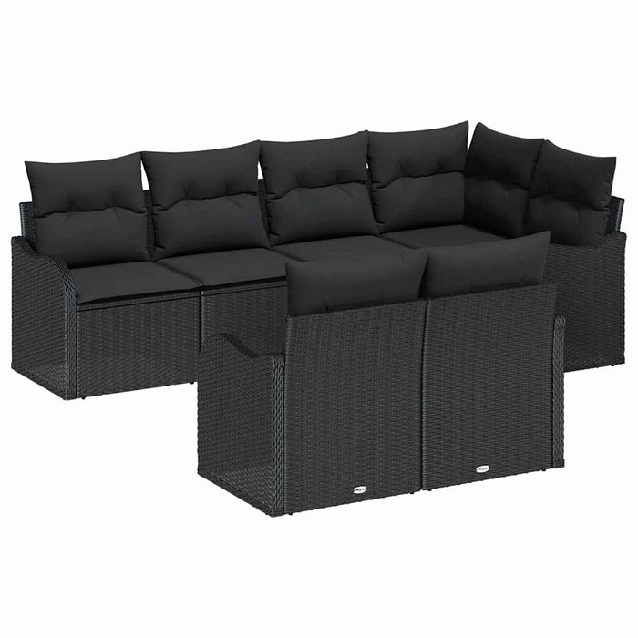 Set de canapele pentru grădină cu pernă 7 pcs Negru Rattan poli - WALTI WALTI