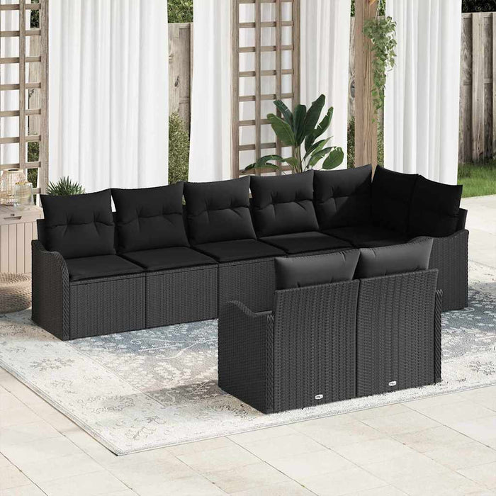 Set de canapele pentru grădină cu pernă 8 pcs Negru Rattan poli - WALTI WALTI