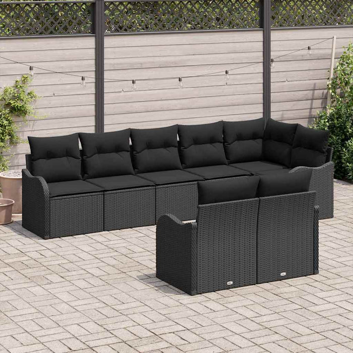 Set de canapele pentru grădină cu pernă 8 pcs Negru Rattan poli - WALTI WALTI