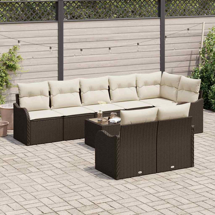Set de canapele pentru grădină cu pernă 9 pcs Maro Rattan poli - WALTI WALTI