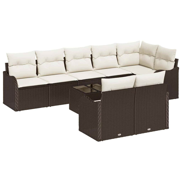 Set de canapele pentru grădină cu pernă 9 pcs Maro Rattan poli - WALTI WALTI