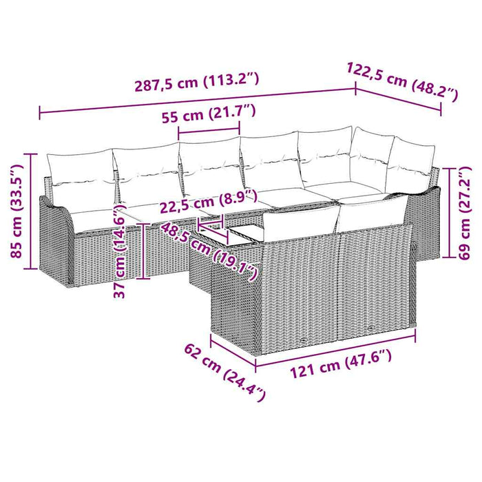 Set de canapele pentru grădină cu pernă 9 pcs Maro Rattan poli - WALTI WALTI
