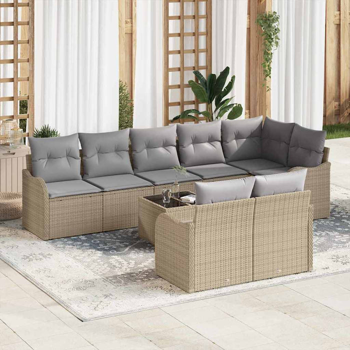 Set de canapele pentru grădină cu pernă 9 pcs Bej Rattan poli - WALTI WALTI