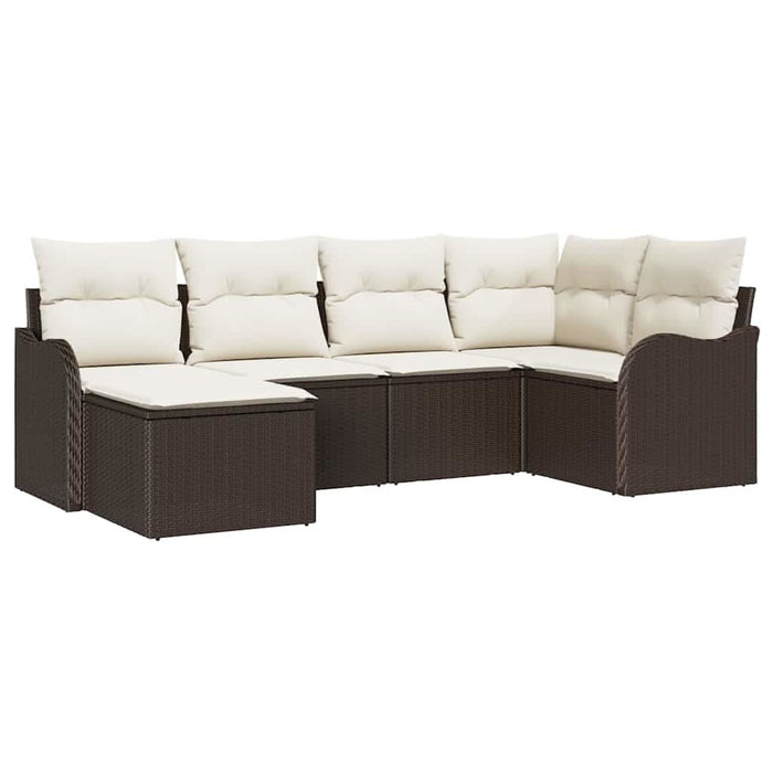Set de canapele pentru grădină cu pernă 6 pcs Maro Rattan poli - WALTI WALTI