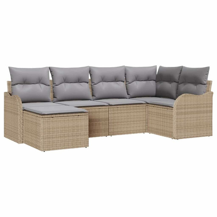 Set de canapele pentru grădină cu pernă 6 pcs Bej Rattan poli - WALTI WALTI