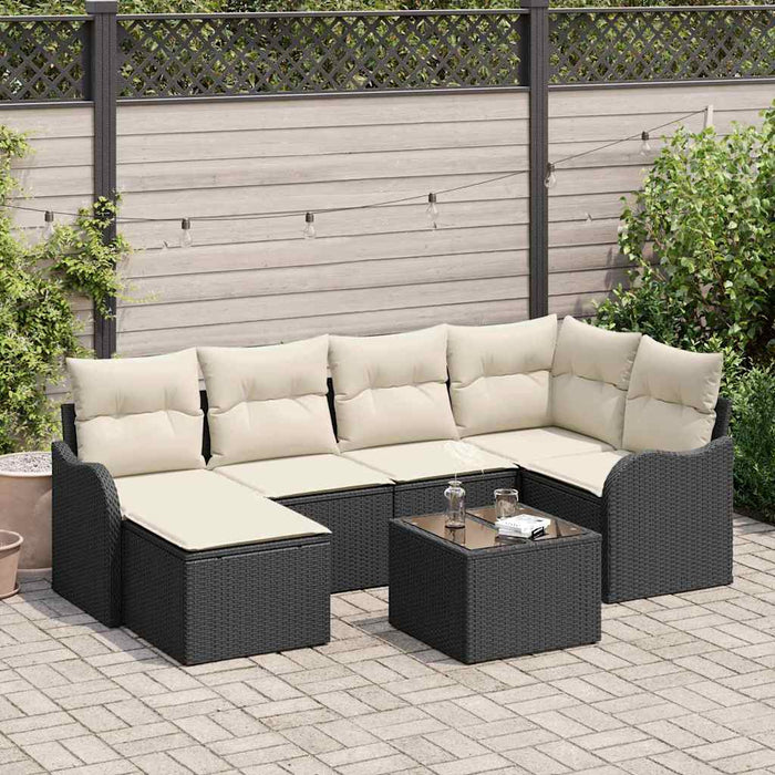 Set de canapele pentru grădină cu pernă 7 pcs Negru Rattan poli - WALTI WALTI