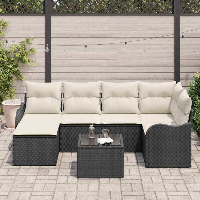 Set de canapele pentru grădină cu pernă 7 pcs Negru Rattan poli - WALTI WALTI